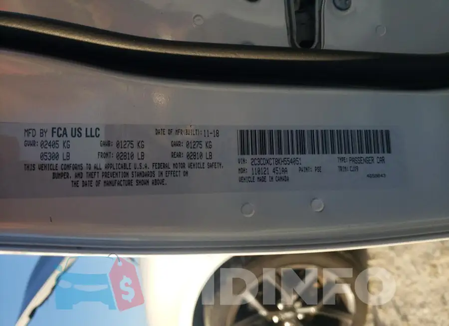 2C3CDXCT8KH554051 Photo# 12