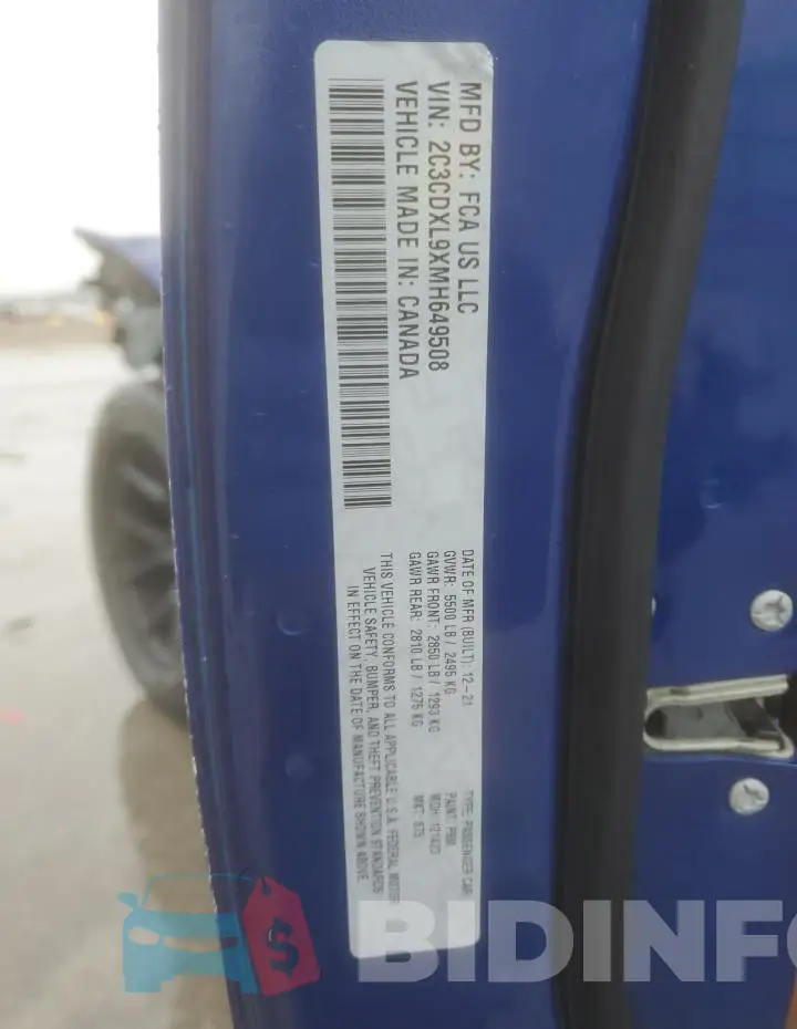 2C3CDXL9XMH649508 Photo# 13