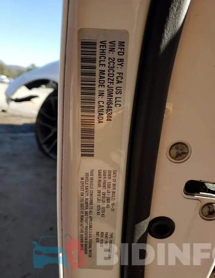 2C3CDZFJ0MH646344 Photo# 12