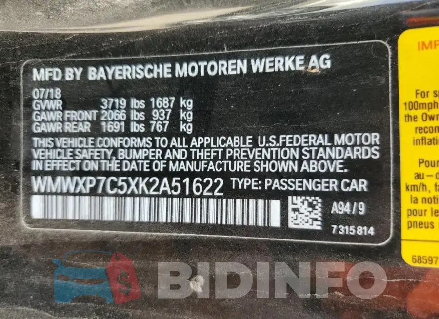 WMWXP7C5XK2A51622 Photo# 12