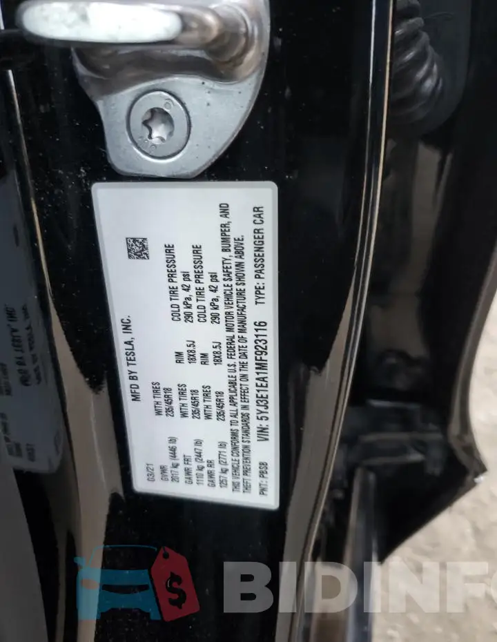 5YJ3E1EA1MF923116 Photo# 12