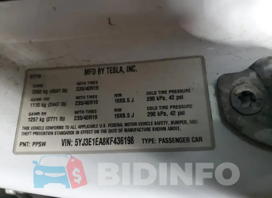5YJ3E1EA8KF436198 Photo# 12
