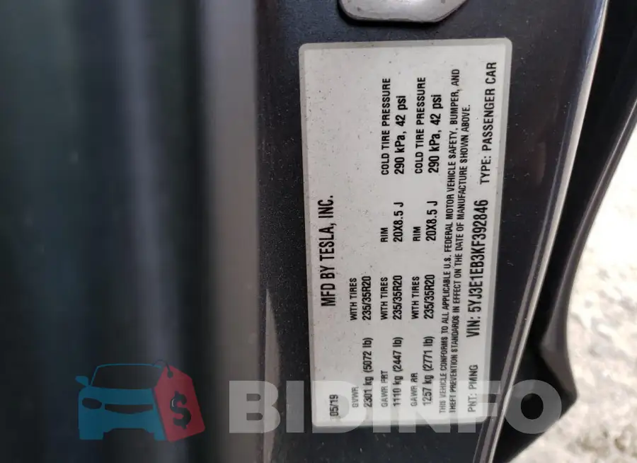 5YJ3E1EB3KF392846 Photo# 12
