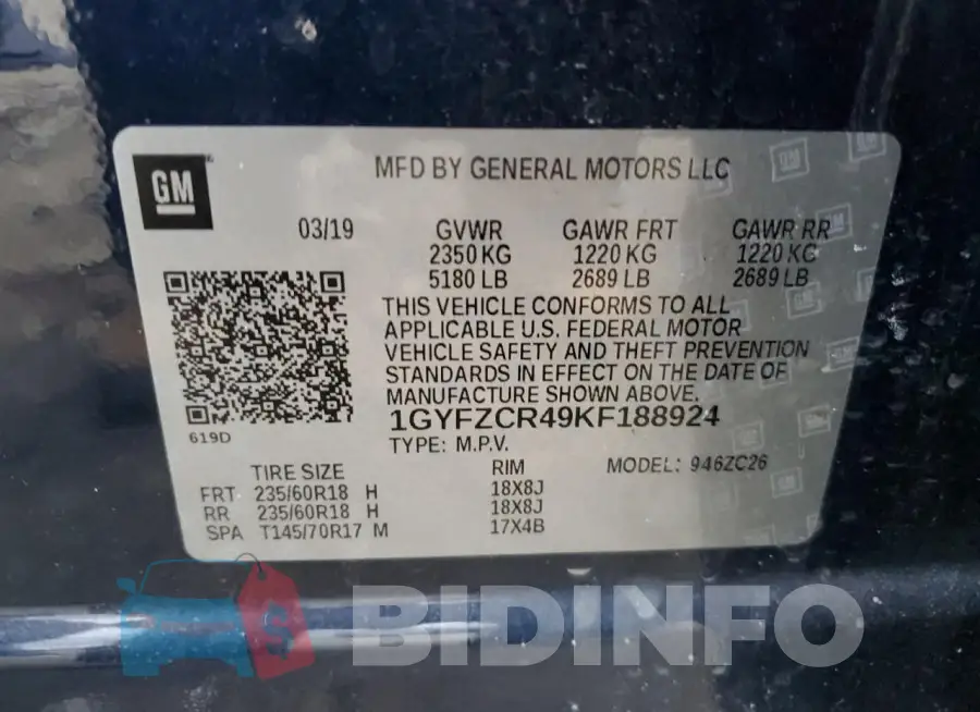 1GYFZCR49KF188924 Photo# 13