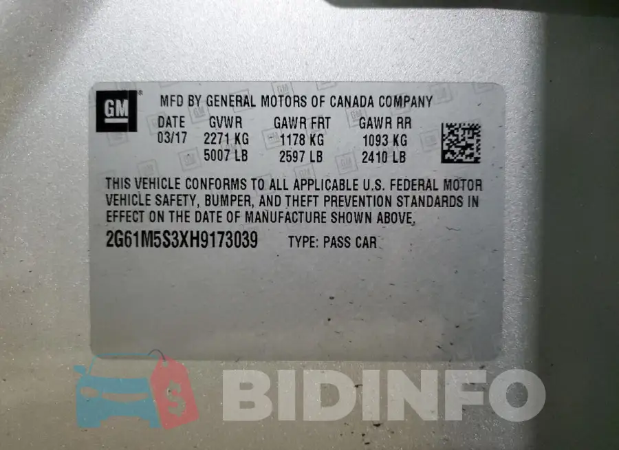 2G61M5S3XH9173039 Photo# 12