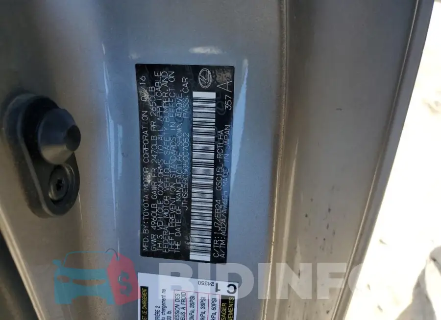 JTHSE5BC5G5007052 Photo# 12