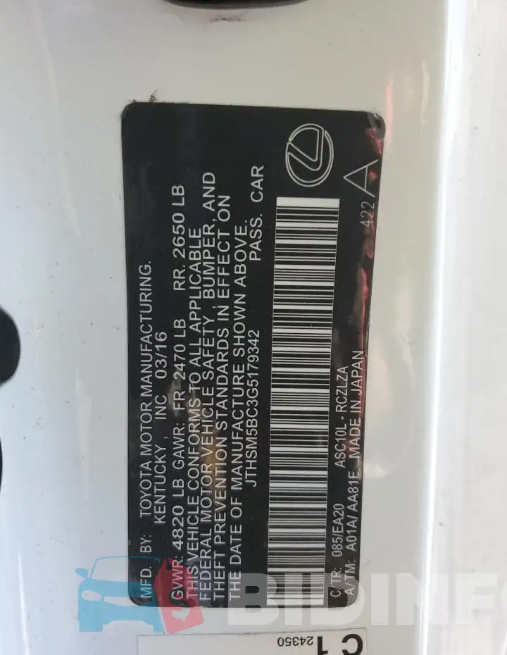 JTHSM5BC3G5001799 Photo# 12