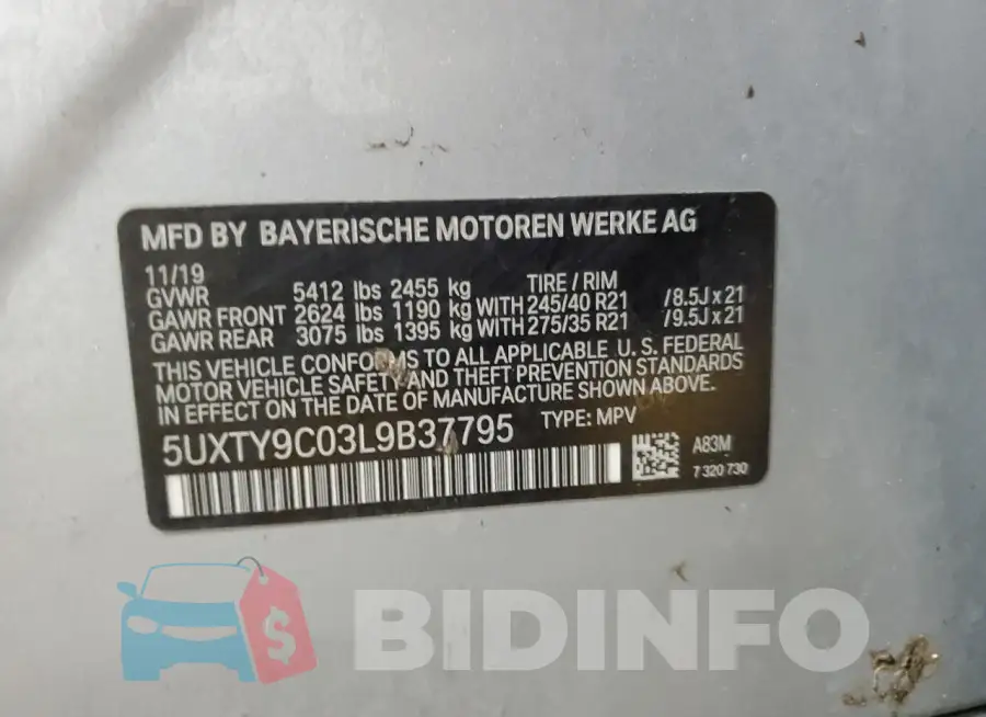 5UXTY9C03L9B37795 Photo# 13