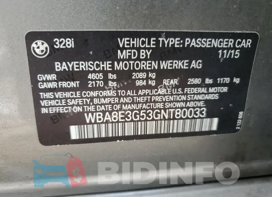 WBA8E3G53GNT80033 Photo# 12