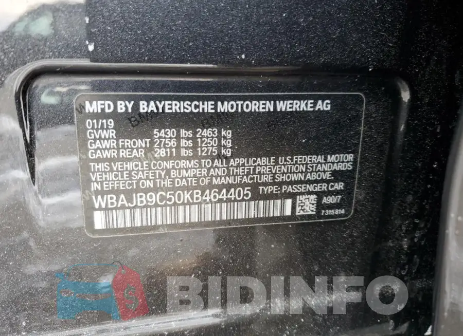 WBAJB9C50KB464405 Photo# 12