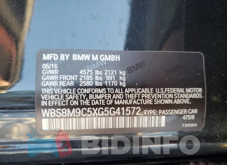 WBS8M9C5XG5G41572 Photo# 13