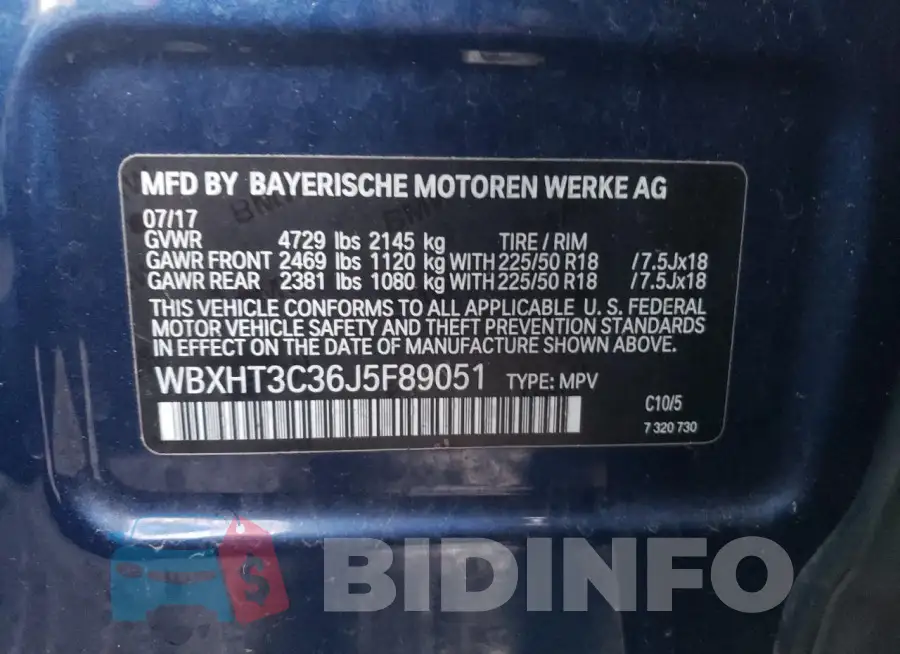 WBXHT3C36J5F89051 Photo# 13