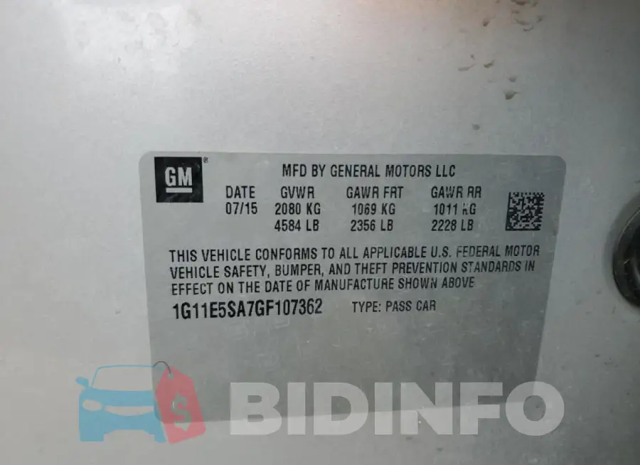 1G11E5SA7GF107362 Photo# 12