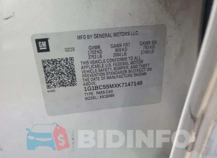 1G1BC5SMXK7147149 Photo# 12