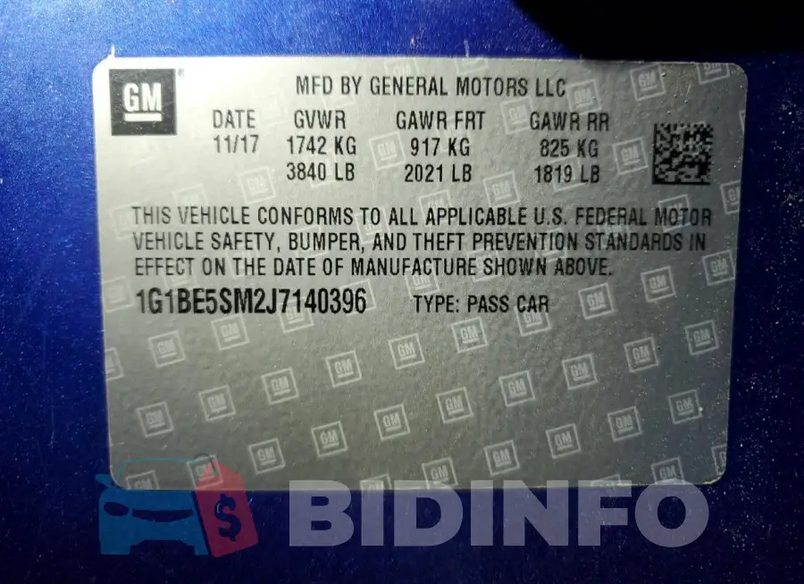 1G1BE5SM2J7140396 Photo# 12