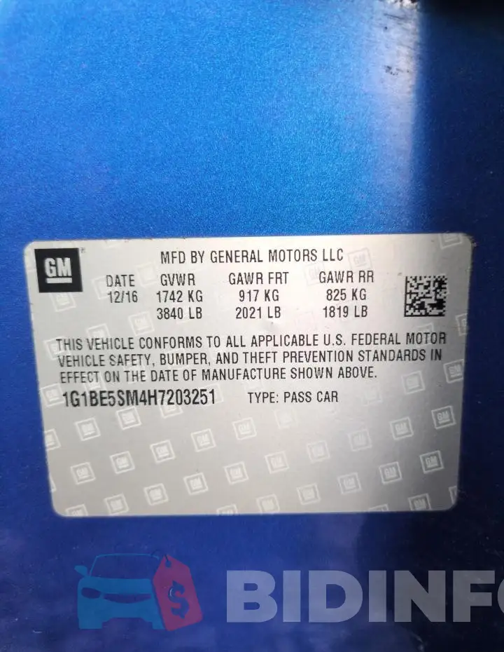 1G1BE5SM4H7203251 Photo# 12