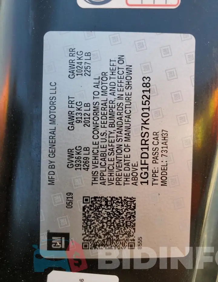 1G1FD1RS7K0152183 Photo# 13