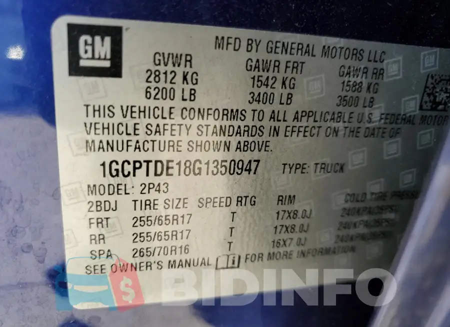 1GCPTDE18G1350947 Photo# 12