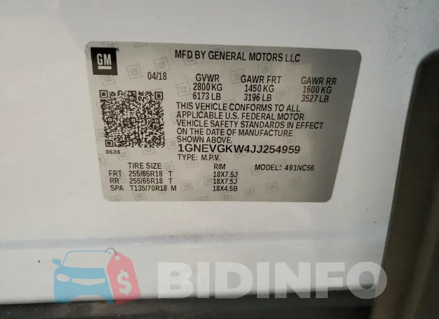 1GNEVGKW4JJ254959 Photo# 14