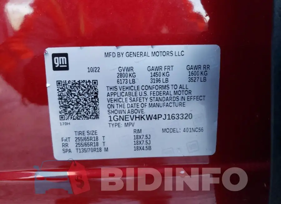 1GNEVHKW4PJ163320 Photo# 13