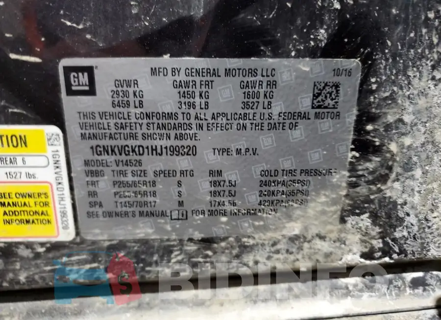 1GNKVGKD1HJ199320 Photo# 14