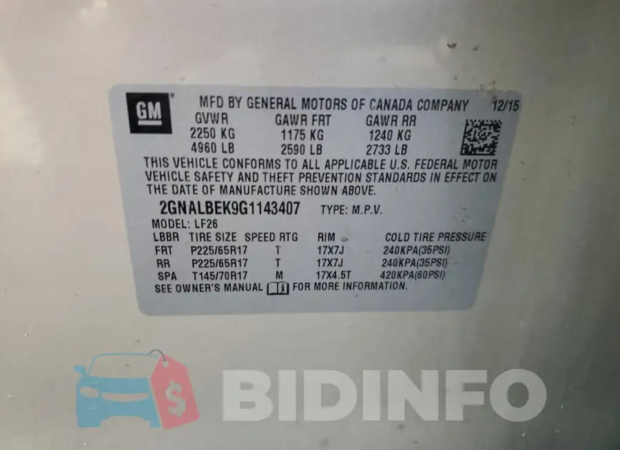 2GNALBEK9G1143407 Photo# 13
