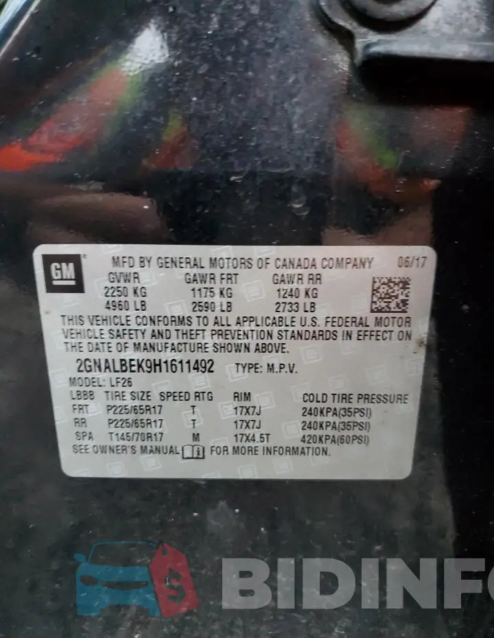 2GNALBEK9H1611492 Photo# 14