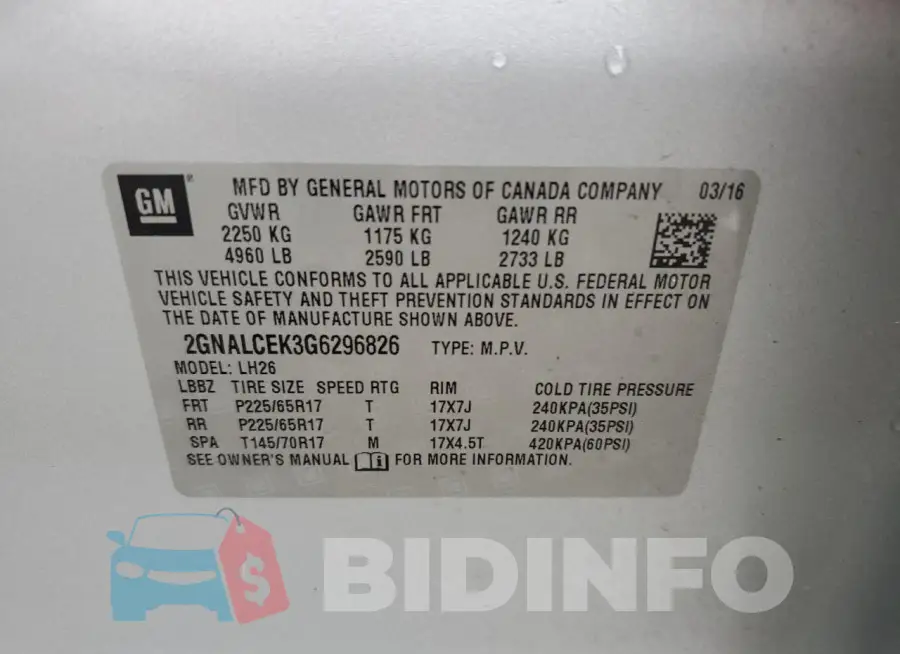 2GNALCEK3G6296826 Photo# 12
