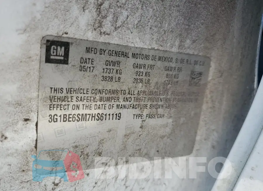 3G1BE6SM7HS611119 Photo# 13