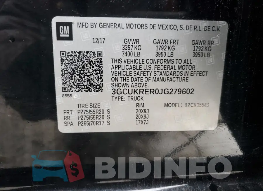 3GCUKRER0JG279602 Photo# 13
