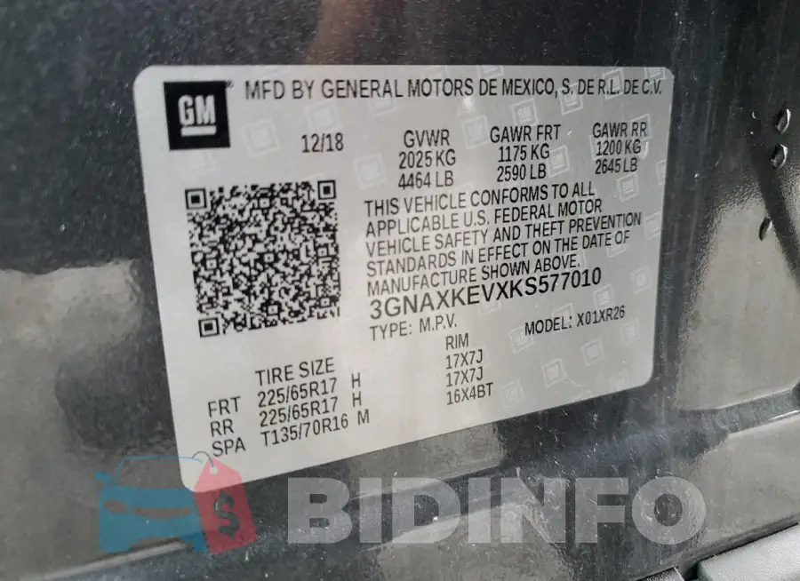 3GNAXKEVXKS577010 Photo# 12