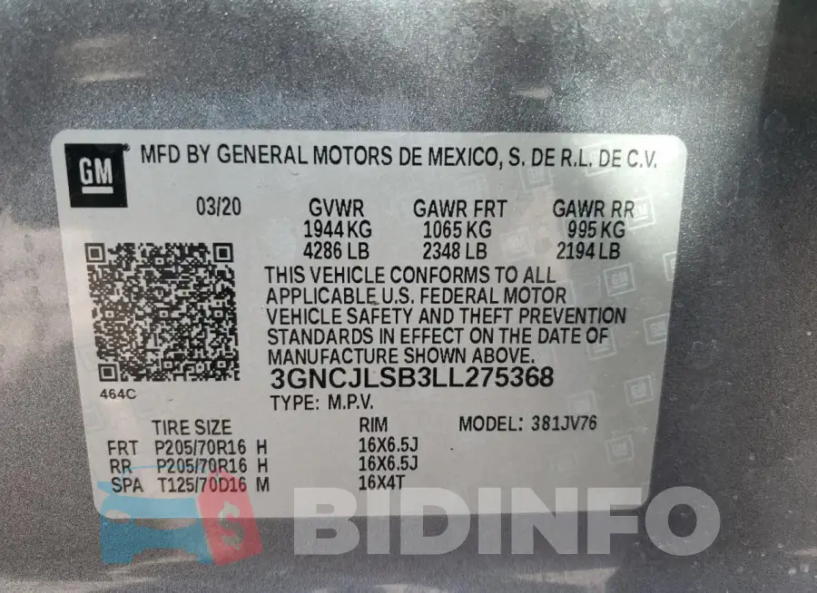 3GNCJLSB3LL275368 Photo# 13