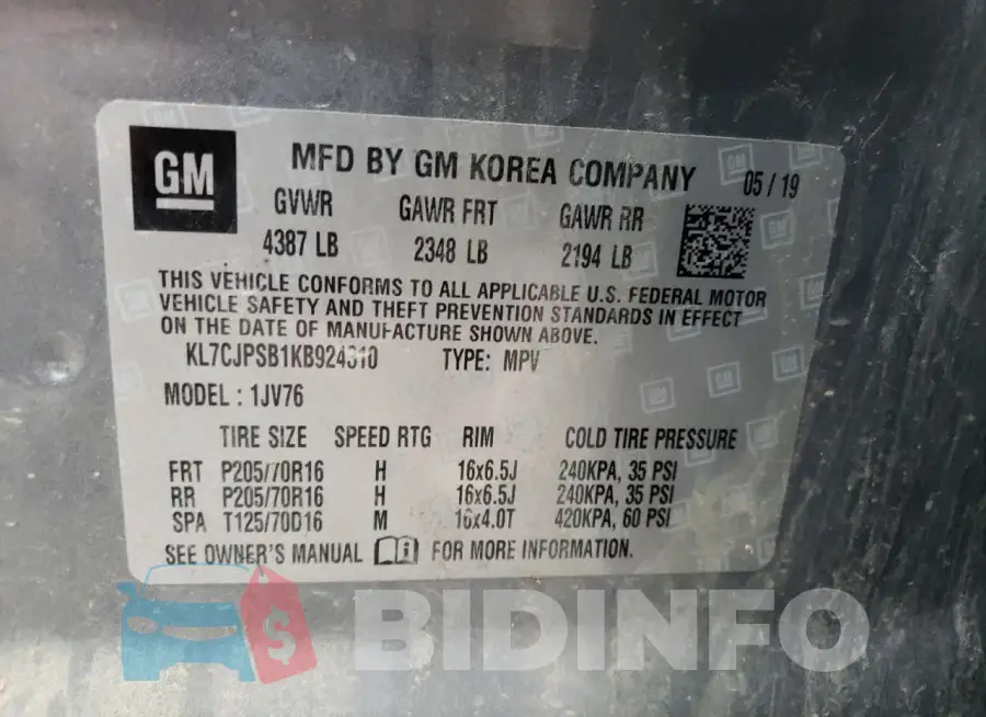 KL7CJPSB1KB924310 Photo# 13