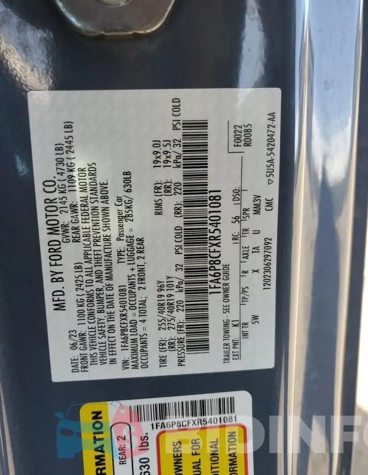 1FA6P8CFXR5401081 Photo# 12