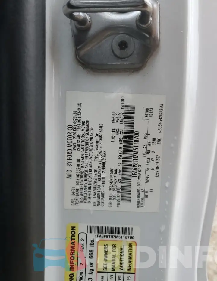 1FA6P8TH7M5118700 Photo# 12