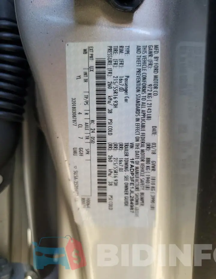 1FADP3FE1JL284987 Photo# 12