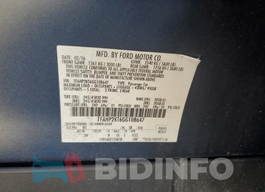 1FAHP2KT6GG108647 Photo# 12