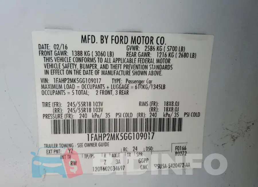 1FAHP2MK5GG109017 Photo# 12