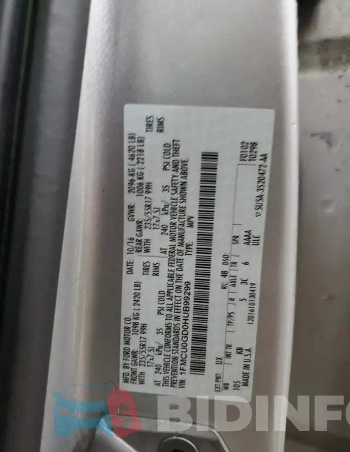 1FMCU0GD0HUB99299 Photo# 13