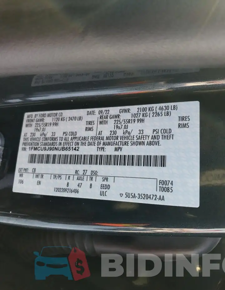 1FMCU9J90NUB65142 Photo# 13
