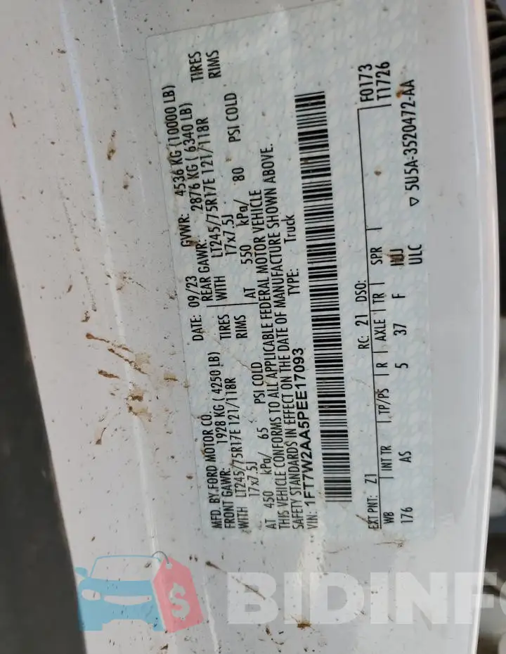 1FT7W2AA5PEE17093 Photo# 12