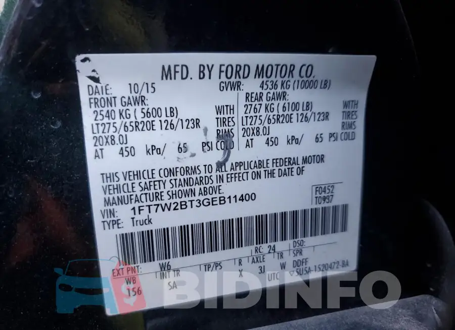 1FT7W2BT3GEB11400 Photo# 12