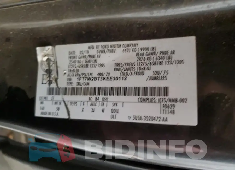 1FT7W2BT3KEE30112 Photo# 13