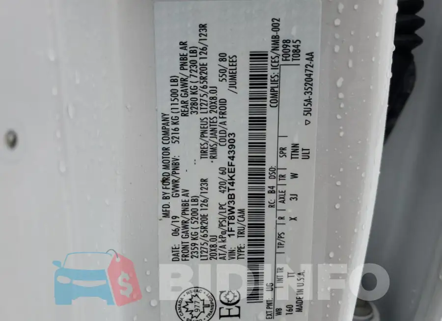 1FT8W3BT4KEF43903 Photo# 13