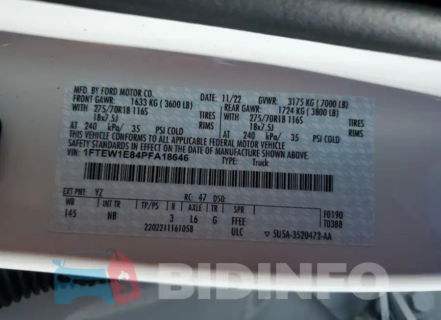 1FTEW1E84PFA18646 Photo# 12