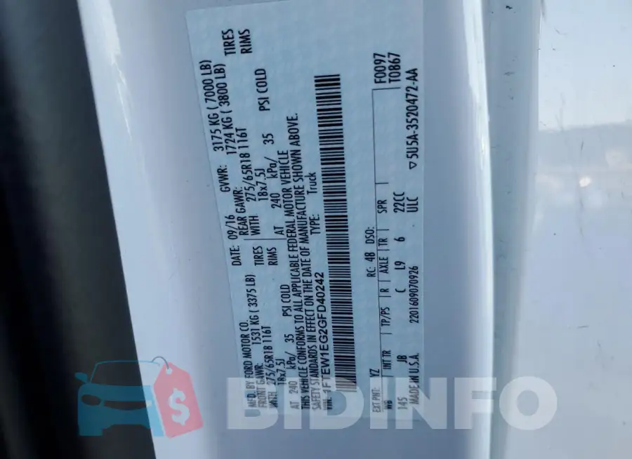 1FTEW1EG2GFD40242 Photo# 12