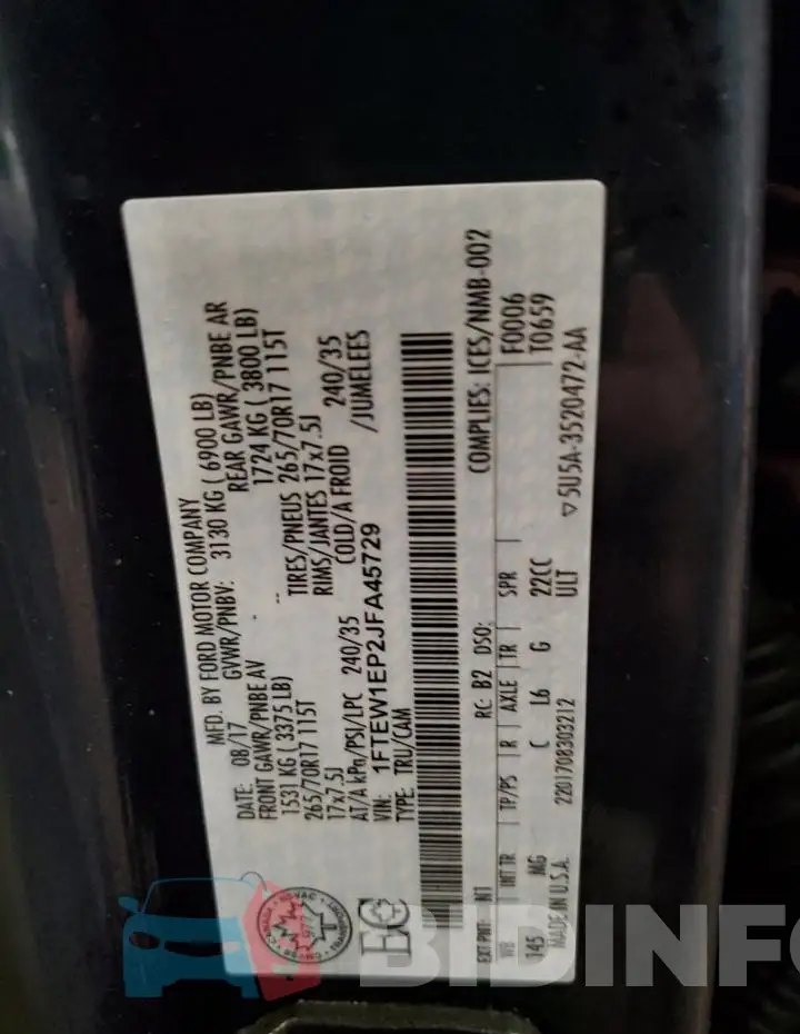 1FTEW1EP2JFA45729 Photo# 13