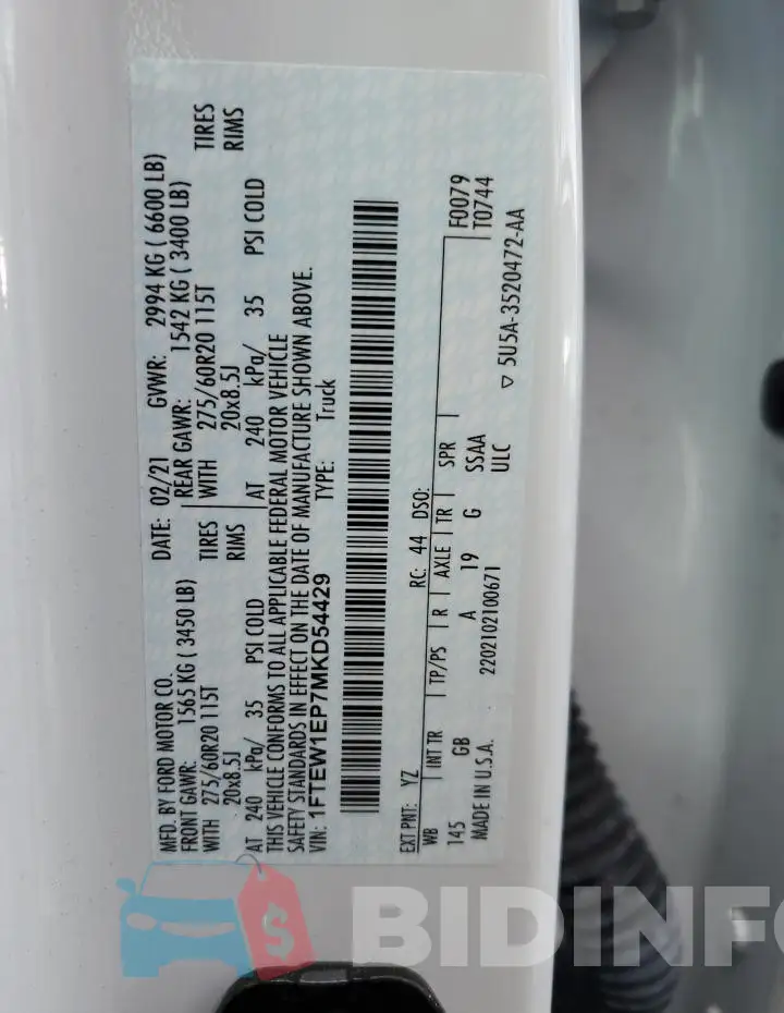 1FTEW1EP7MKD54429 Photo# 13