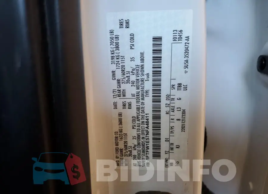 1FTFW1E57NFA48411 Photo# 12