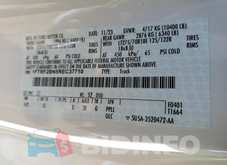 1FTRF2BN5REC37710 Photo# 12